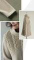 Simple and unique sophisticated design. Mixed material knit turtleneck top 