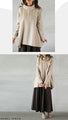 Simple and unique sophisticated design. Mixed material knit turtleneck top 