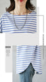 [Otona Original] A classic yet slightly unique piece. Striped top with a split design