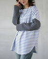 [Otona Original] A classic yet slightly unique piece. Striped top with a split design