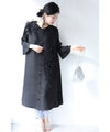 Pleated long cardigan with sheer petal decoration