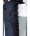 Pleated long cardigan with sheer petal decoration