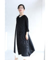 Pleated long cardigan with sheer petal decoration