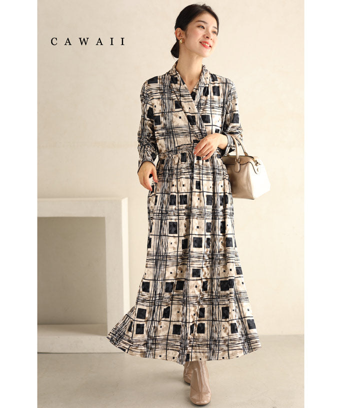 【美品】カシュクールロングワンピース／ドレス パーティードレス カシュクールワンピース 長袖ノースリーブ