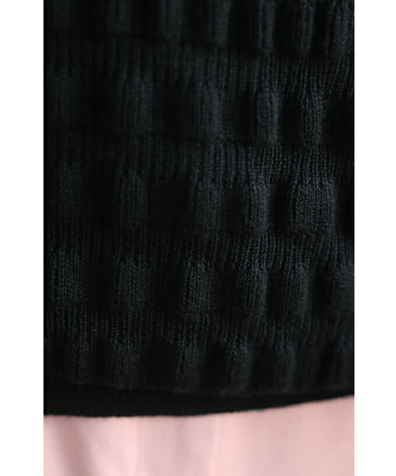 ぽこぽこ浮き立つ立体柄ニットプルオーバートップス