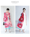 Eye-catching bright floral accordion pleated long cardigan