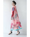 Eye-catching bright floral accordion pleated long cardigan