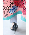 Eye-catching bright floral accordion pleated long cardigan