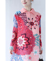 Eye-catching bright floral accordion pleated long cardigan