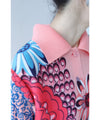 Eye-catching bright floral accordion pleated long cardigan