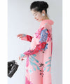 Eye-catching bright floral accordion pleated long cardigan