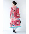 Eye-catching bright floral accordion pleated long cardigan