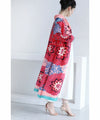 Eye-catching bright floral accordion pleated long cardigan