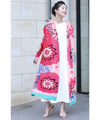 Eye-catching bright floral accordion pleated long cardigan