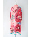 Eye-catching bright floral accordion pleated long cardigan