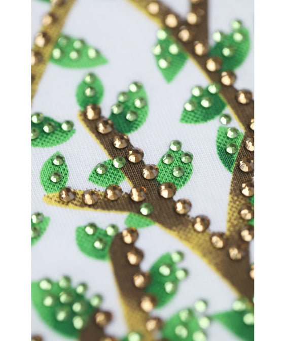 【アウトレット返品交換不可】日差しに煌めくビジューツリーTシャツトップス