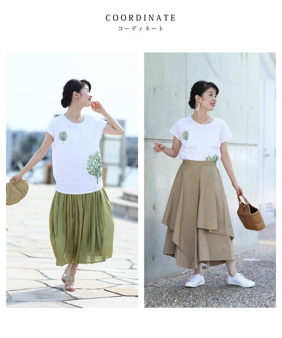 【アウトレット返品交換不可】日差しに煌めくビジューツリーTシャツトップス