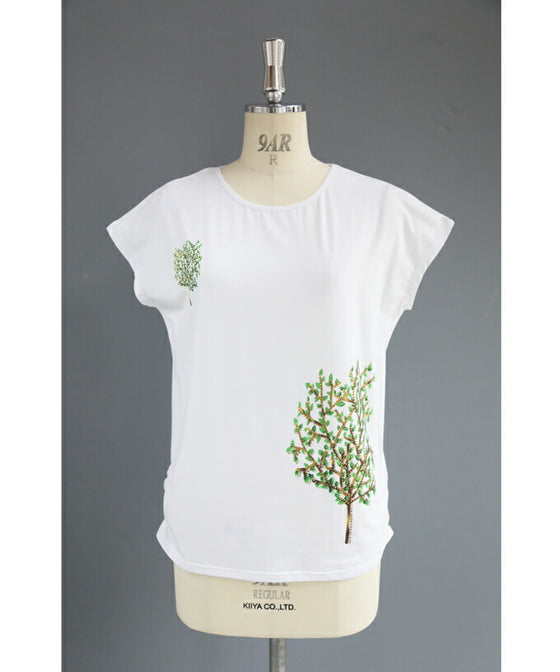 【アウトレット返品交換不可】日差しに煌めくビジューツリーTシャツトップス