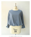【セール商品返品交換不可】流線タック袖のポワン裾プルオーバートップス