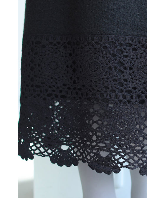 【セール商品返品交換不可】大人が似合うカギ編みレースのニットワンピース