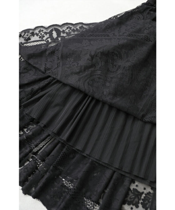 A luxurious, generous lace cache-coeur long dress