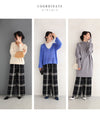 甘さを抑えたシャープなチェックのニットワイドパンツ
