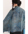Wear beautiful blue. Reversible damask print stole