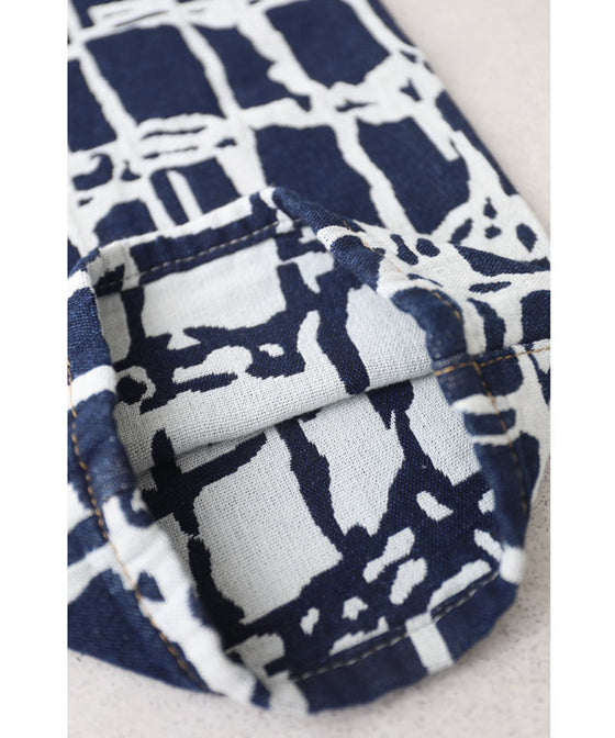 【セール商品返品交換不可】デニム風なアーティスティック柄ジャガード織りパンツ