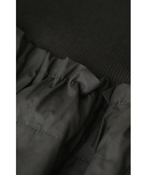 【セール商品返品交換不可】（S~L対応）（黒）リュクスな金ボタンの異素材合わせミディアムワンピース