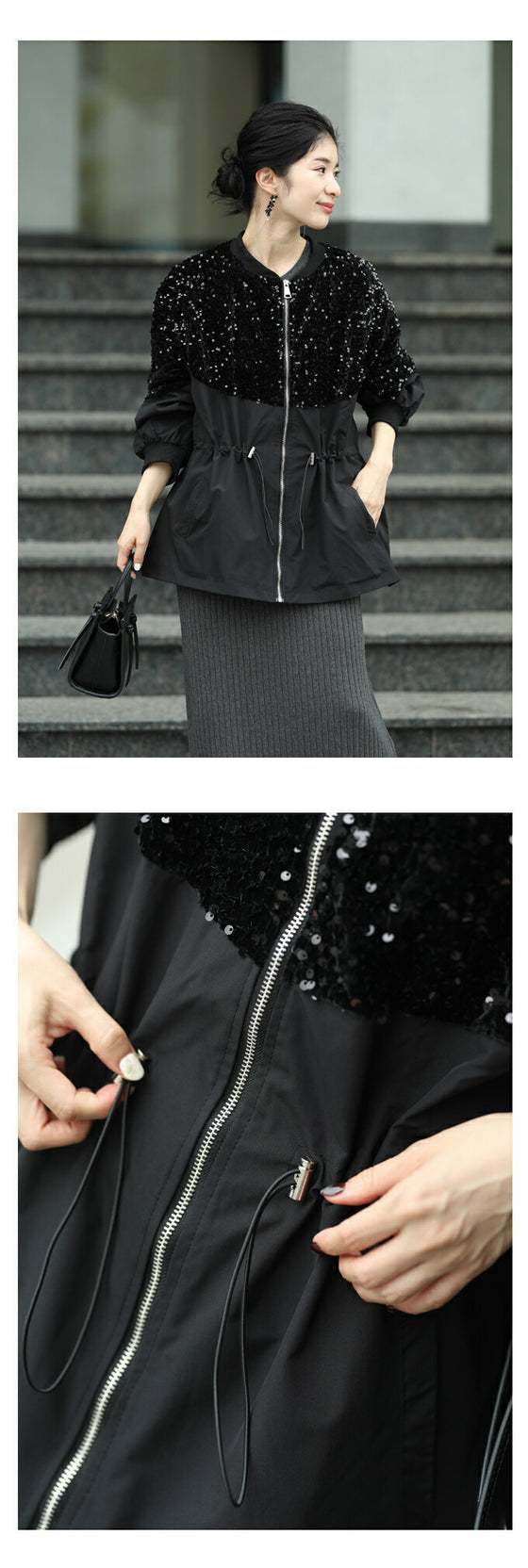 【セール商品返品交換不可】くびれブルゾン 煌めき脱カジュアル