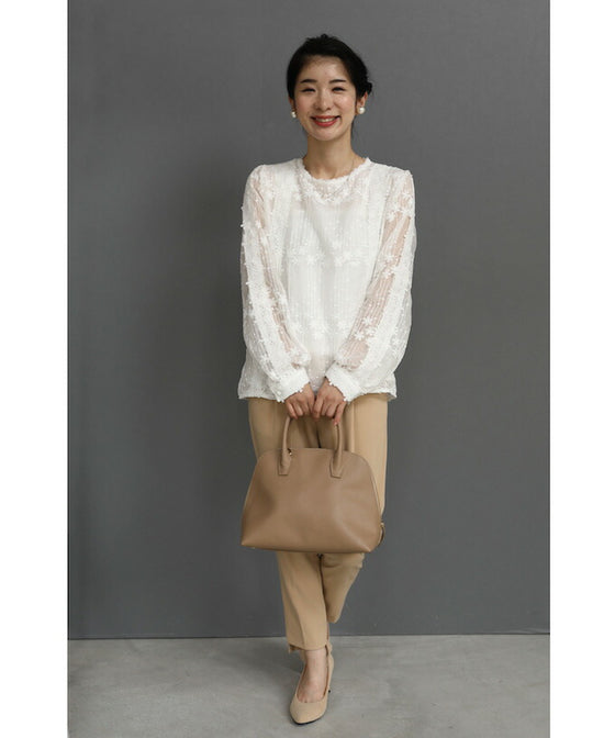 【セール商品返品交換不可】愛らしい小花のレースブラウストップス