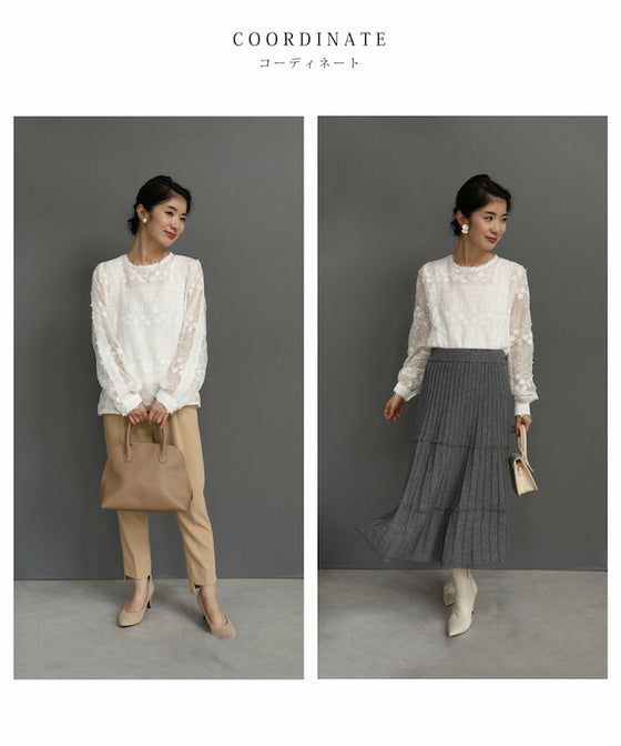 【セール商品返品交換不可】愛らしい小花のレースブラウストップス