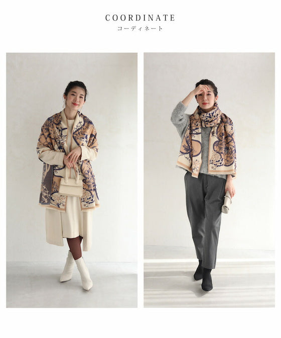 【セール商品返品交換不可】エレガントな花を纏うなめらかストール