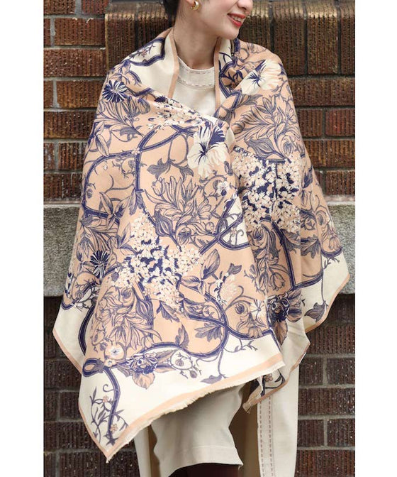 【セール商品返品交換不可】エレガントな花を纏うなめらかストール