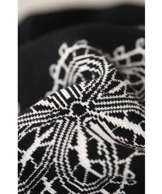 【セール商品返品交換不可】（S~2L対応）（黒）連なる六花ニットミディアムワンピース