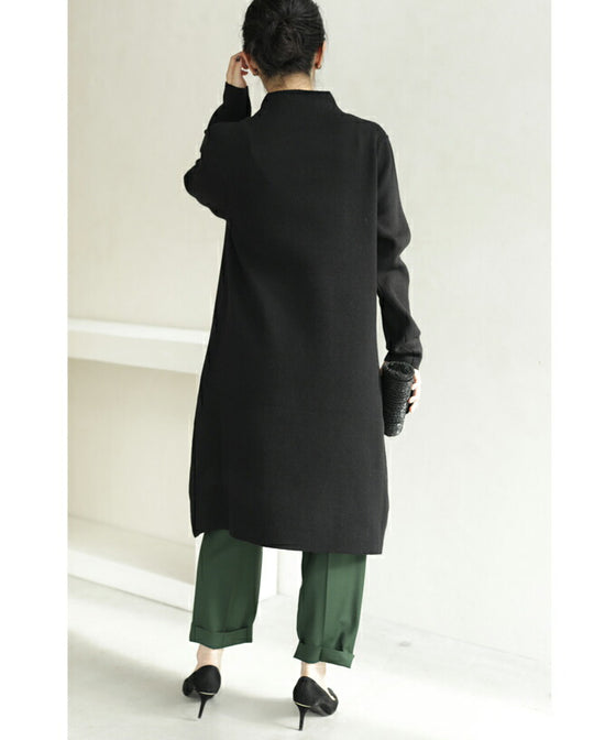 【セール商品返品交換不可】（S~2L対応）（黒）連なる六花ニットミディアムワンピース