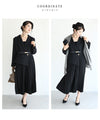 【セール商品返品交換不可】（M対応）（ベルト付き）（黒）ドッキングジャケットのプリーツミディアムワンピース