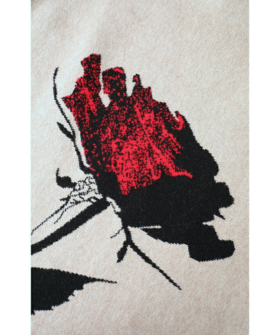 【セール商品返品交換不可】1輪の薔薇が目を惹くマーメイドラインニットスカート