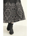 【セール商品返品交換不可】（S~M対応）（黒）上品で美しい柄のエレガントニットミディアムスカート