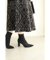 【セール商品返品交換不可】（S~M対応）（黒）上品で美しい柄のエレガントニットミディアムスカート