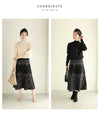 【セール商品返品交換不可】（S~M対応）（黒）上品で美しい柄のエレガントニットミディアムスカート
