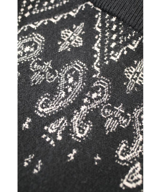 【セール商品返品交換不可】（S~M対応）（黒）上品で美しい柄のエレガントニットミディアムスカート