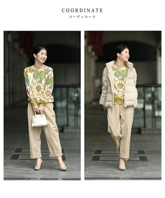 【セール商品返品交換不可】（S~M対応）手触りなめらかなスカーフ柄プルオーバートップス