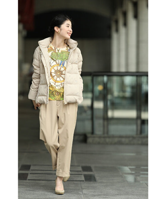 【セール商品返品交換不可】（S~M対応）手触りなめらかなスカーフ柄プルオーバートップス