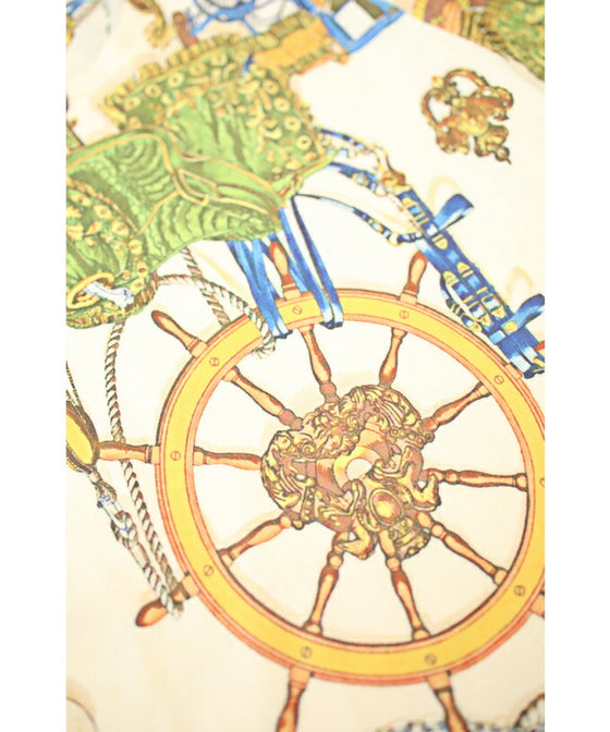 【セール商品返品交換不可】（S~M対応）手触りなめらかなスカーフ柄プルオーバートップス