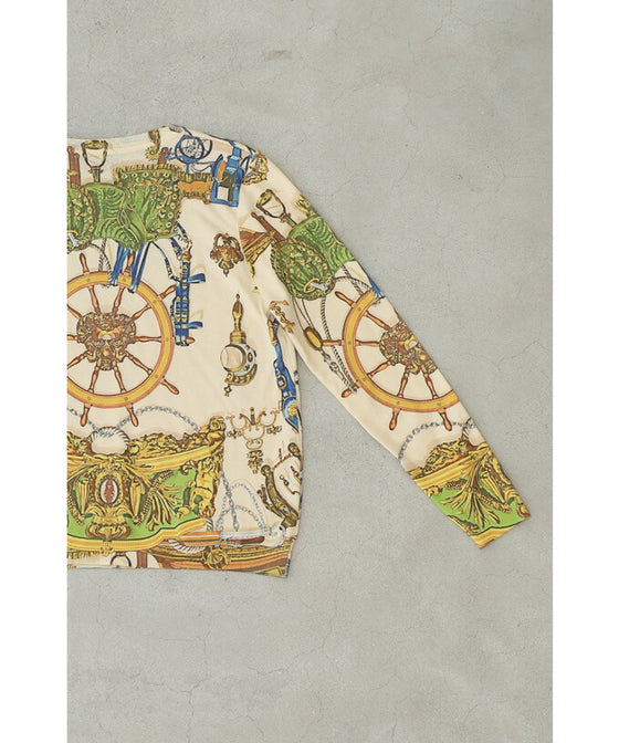 【セール商品返品交換不可】（S~M対応）手触りなめらかなスカーフ柄プルオーバートップス