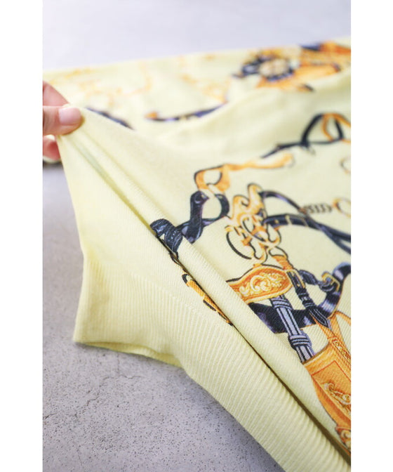 【セール商品返品交換不可】(S~M対応)顔映えカラーのスカーフ柄プルオーバートップス