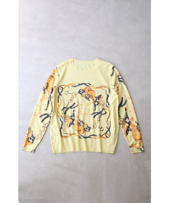 【セール商品返品交換不可】(S~M対応)顔映えカラーのスカーフ柄プルオーバートップス