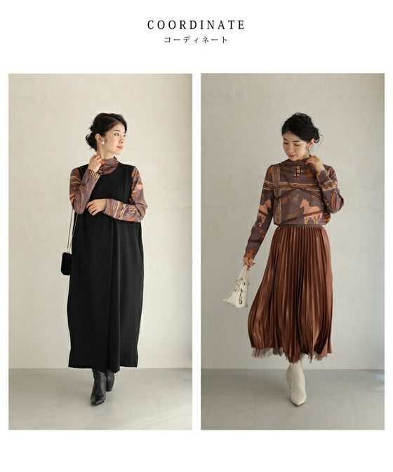 【セール商品返品交換不可】(グレー)（S~M対応）駆ける馬のスカーフ柄伸びやかカットソートップス