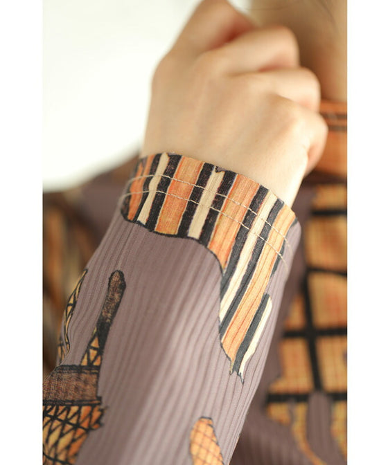 【セール商品返品交換不可】(グレー)（S~M対応）駆ける馬のスカーフ柄伸びやかカットソートップス